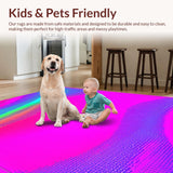 Ultra Soft Area Rug, Non Slip, Stain Resistant, Washable Area Rugs for Living Room, Bedroom, Bright Artistic Layered Design(Pink)