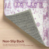 Ultra Soft Area Rug, Non Slip, Stain Resistant, Washable Area Rugs for Living Room, Bedroom, Rustic Vintage Patterned Charm(Purple)