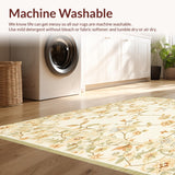 Ultra Soft Area Rug, Non Slip, Stain Resistant, Washable Area Rugs for Living Room, Bedroom, Sophisticated Floral Patterned Ideal for Farmhouse Decor(Beige)