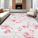 Ultra Soft Area Rug, Non Slip, Stain Resistant, Washable Area Rugs for Living Room, Bedroom, Chic Floral Pastel Elegance(Ivory)