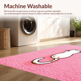 Ultra Soft Area Rug, Non Slip, Stain Resistant, Washable Area Rugs for Living Room, Bedroom, Irregular Tufted Cat Shaped Area Rug Decor(Pink)