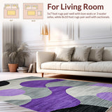 Ultra Soft Area Rug, Non Slip, Stain Resistant, Washable Area Rugs for Living Room, Bedroom, Sophisticated Grey and Purple Fusion(Purple)