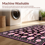 Ultra Soft Area Rug, Non Slip, Stain Resistant, Washable Area Rugs for Living Room, Bedroom, Artistic Criss-Cross Floral Layout(Pink)