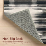 Ultra Soft Area Rug, Non Slip, Stain Resistant, Washable Area Rugs for Living Room, Bedroom, Abstract Raven and Snow Stripe Area Rug(Gray)