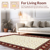 Ultra Soft Area Rug, Non Slip, Stain Resistant, Washable Area Rugs for Living Room, Bedroom, Sleek Transitional Diamond Patterned Piece(Red)