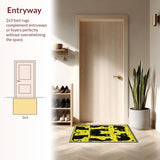 Ultra Soft Area Rug, Non Slip, Stain Resistant, Washable Area Rugs for Living Room, Bedroom, Charming Animal Motif in Black(Yellow)