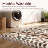 Ultra Soft Area Rug, Non Slip, Stain Resistant, Washable Area Rugs for Living Room, Bedroom, Neutral Toned Diamond Trellis(Beige)