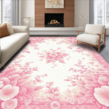 Ultra Soft Area Rug, Non Slip, Stain Resistant, Washable Area Rugs for Living Room, Bedroom, Botanical Bliss Area Floral Motif(Pink)