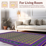 Ultra Soft Area Rug, Non Slip, Stain Resistant, Washable Area Rugs for Living Room, Bedroom, Cheerful Ogee Decorative Elements(Purple)