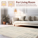 Ultra Soft Area Rug, Non Slip, Stain Resistant, Washable Area Rugs for Living Room, Bedroom, Modern Neutral Textured Woven Area(Beige)