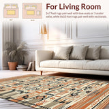 Ultra Soft Area Rug, Non Slip, Stain Resistant, Washable Area Rugs for Living Room, Bedroom, Bold Cultural Inspired Decorative Elements(Orange)