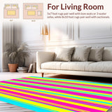 Ultra Soft Area Rug, Non Slip, Stain Resistant, Washable Area Rugs for Living Room, Bedroom, Fiesta Color Stripe Rug for Spaces(Yellow)