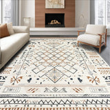 Ultra Soft Area Rug, Non Slip, Stain Resistant, Washable Area Rugs for Living Room, Bedroom, Trendy Soft Curvilinear Shapes(Beige)