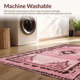 Ultra Soft Area Rug, Non Slip, Stain Resistant, Washable Area Rugs for Living Room, Bedroom, Vibrant Playful Cowboy Art Design(Pink)