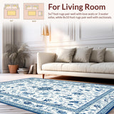 Ultra Soft Area Rug, Non Slip, Stain Resistant, Washable Area Rugs for Living Room, Bedroom, Sophisticated Colorful Plant Patterns(White)