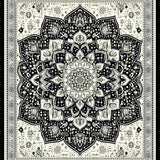 Ultra Soft Area Rug, Non Slip, Stain Resistant, Washable Area Rugs for Living Room, Bedroom, Elegant Floral Lattice Design Approach(Black)