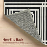 Ultra Soft Area Rug, Non Slip, Stain Resistant, Washable Area Rugs for Living Room, Bedroom, Urban Stripe Rug Showcasing Linear Flow and Minimalist Geometric Design(Black)
