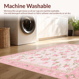 Ultra Soft Area Rug, Non Slip, Stain Resistant, Washable Area Rugs for Living Room, Bedroom, Enchanting Blooming Field Theme(Pink)