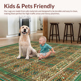 Ultra Soft Area Rug, Non Slip, Stain Resistant, Washable Area Rugs for Living Room, Bedroom, Rustic Tiled Symmetrical Design(Brown)