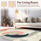 Ultra Soft Area Rug, Non Slip, Stain Resistant, Washable Area Rugs for Living Room, Bedroom, Minimalist Peach Bloom Geometric Abstract Contemporary Art Rug(Gray)