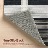 Ultra Soft Area Rug, Non Slip, Stain Resistant, Washable Area Rugs for Living Room, Bedroom, Sleek Black White Linear Patterned Rug with Striped Layered Geometric Design(Black)