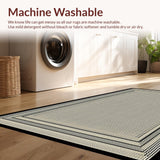 Ultra Soft Area Rug, Non Slip, Stain Resistant, Washable Area Rugs for Living Room, Bedroom, Streamlined Neutral Basketweave Elegance(White)