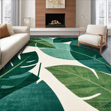 Ultra Soft Area Rug, Non Slip, Stain Resistant, Washable Area Rugs for Living Room, Bedroom, Mid Century Abstract Leaf Motif(Green)