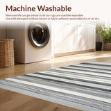 Ultra Soft Area Rug, Non Slip, Stain Resistant, Washable Area Rugs for Living Room, Bedroom, Modern Boho Stripe Rug: Indoor/Outdoor Design(Gray)