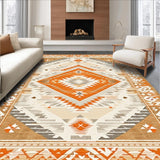 Ultra Soft Area Rug, Non Slip, Stain Resistant, Washable Area Rugs for Living Room, Bedroom, Artful Distressed Linear Patterns(Orange)