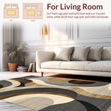 Ultra Soft Area Rug, Non Slip, Stain Resistant, Washable Area Rugs for Living Room, Bedroom, Contemporary Soft Toned Swirls(Beige)