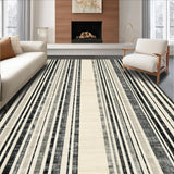 Bold Striped Contrast with Overlapping Black and White Linear Bands(Beige)
