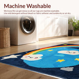 Ultra Soft Area Rug, Non Slip, Stain Resistant, Washable Area Rugs for Living Room, Bedroom, Cute Washable Shaggy Bathroom Area Mat(Blue)