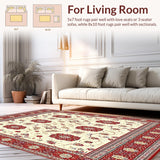 Ultra Soft Area Rug, Non Slip, Stain Resistant, Washable Area Rugs for Living Room, Bedroom, Timeless Vintage Floral Area Machine Non Slip(White)