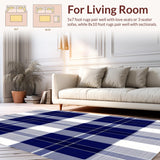 Ultra Soft Area Rug, Non Slip, Stain Resistant, Washable Area Rugs for Living Room, Bedroom, Charming Plaid Neutral Area(Blue)