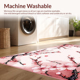 Ultra Soft Area Rug, Non Slip, Stain Resistant, Washable Area Rugs for Living Room, Bedroom, Romantic Branch Floral Elegance(Pink)