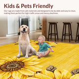 Ultra Soft Area Rug, Non Slip, Stain Resistant, Washable Area Rugs for Living Room, Bedroom, Vibrant Nature-Inspired Design Theme(Yellow)