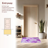 Ultra Soft Area Rug, Non Slip, Stain Resistant, Washable Area Rugs for Living Room, Bedroom, Dreamy Plush Blossom Arrangement(Purple)