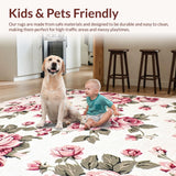 Ultra Soft Area Rug, Non Slip, Stain Resistant, Washable Area Rugs for Living Room, Bedroom, Whimsical Country Style Pattern(Ivory)