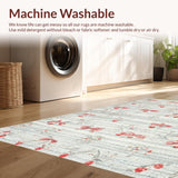 Ultra Soft Area Rug, Non Slip, Stain Resistant, Washable Area Rugs for Living Room, Bedroom, Coquette Pink Bow with Scarlet Berry Boho Area Rug(Gray)