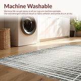 Ultra Soft Area Rug, Non Slip, Stain Resistant, Washable Area Rugs for Living Room, Bedroom, Stripe Cascade Rug Showcasing Modern Monochrome Lines and Crisp Geometry(Gray)