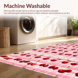 Ultra Soft Area Rug, Non Slip, Stain Resistant, Washable Area Rugs for Living Room, Bedroom, Charming Pink Fruit Aesthetic(Red)
