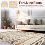Ultra Soft Area Rug, Non Slip, Stain Resistant, Washable Area Rugs for Living Room, Bedroom, Minimalist Beige Striped Composition(Beige)