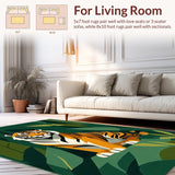 Ultra Soft Area Rug, Non Slip, Stain Resistant, Washable Area Rugs for Living Room, Bedroom, Playful Wildlife-Themed Decorative Piece(Orange)