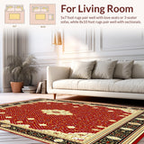 Ultra Soft Area Rug, Non Slip, Stain Resistant, Washable Area Rugs for Living Room, Bedroom, Modern Medallion(Red)
