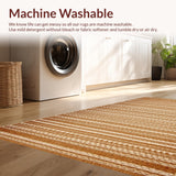 Ultra Soft Area Rug, Non Slip, Stain Resistant, Washable Area Rugs for Living Room, Bedroom, Vibrant Colorful Linear Arrangement(Brown)
