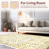 Ultra Soft Area Rug, Non Slip, Stain Resistant, Washable Area Rugs for Living Room, Bedroom, Soft Plush Geometric Elegance(Gold)