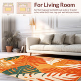 Ultra Soft Area Rug, Non Slip, Stain Resistant, Washable Area Rugs for Living Room, Bedroom, Quirky Colorful Retro Vibes(Orange)
