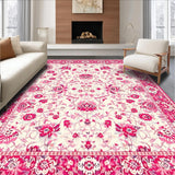 Ultra Soft Area Rug, Non Slip, Stain Resistant, Washable Area Rugs for Living Room, Bedroom, Vibrant Retro Floral Elements(White)