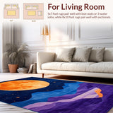 Ultra Soft Area Rug, Non Slip, Stain Resistant, Washable Area Rugs for Living Room, Bedroom, Dynamic Nebula Inspired Design(Orange)