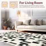 Ultra Soft Area Rug, Non Slip, Stain Resistant, Washable Area Rugs for Living Room, Bedroom, Domino Effect Rug Dual Tone Stripe Patterned Floor Accent(Black)